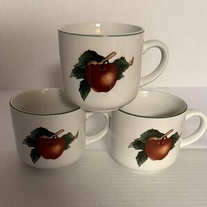 Vintage Cades Cove Collection by Citation Red Apple & Cherries Coffee Cups Set-3